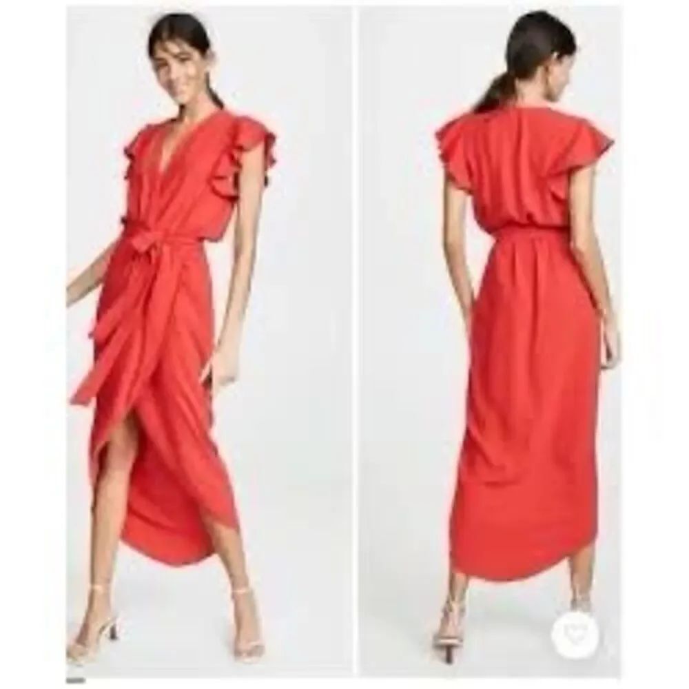 Amanda Uprichard Women’s Size Small Martinique Dress Coral Pink High Low Ruffle